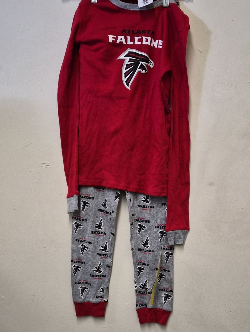 NFL Atlanta Falcons Red and Gray Kids Pajama Set Size Youth L